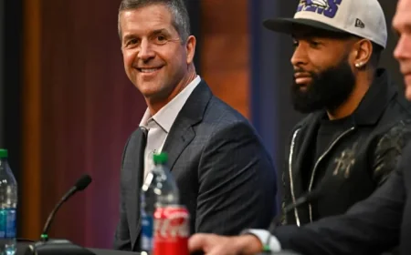 Odell Beckham Meets John Harbaugh at Arizona League Meeting