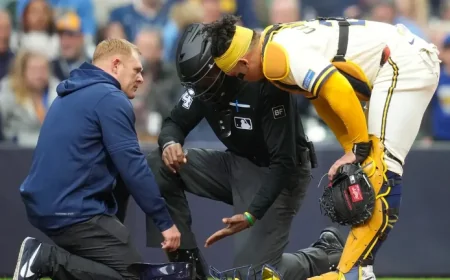 CB Bucknor Exits Game Following Foul Tip to Facemask