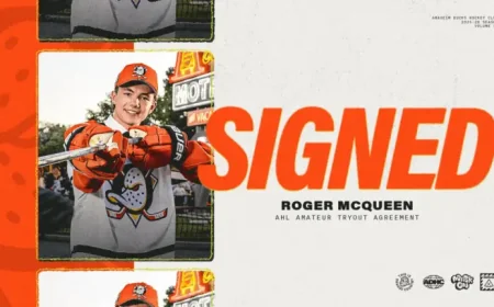 Anaheim Ducks Sign Top Prospect Roger McQueen to AHL Tryout as 2025-26 Season Continues