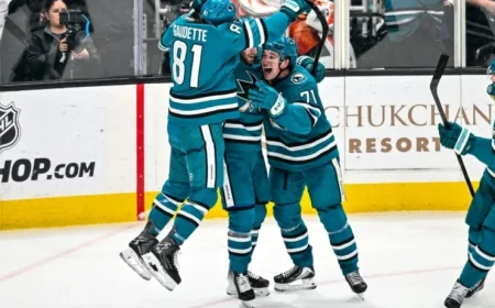 Celebrini Scores 40th Goal as Sharks Clinch Last-Minute 4-3 Victory