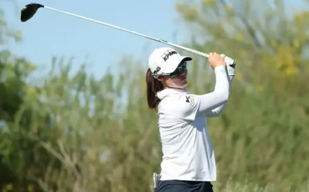 Leona Maguire T2 at Shadow Creek after beating Las Vegas winds in $4million Aramco Championship