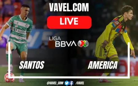 Santos – América as the match kicks off at 0-0