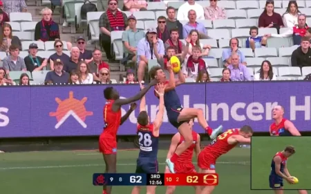 Jake Melksham lights up the MCG with huge hanger