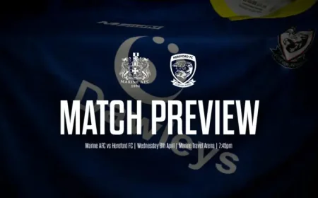 Marine Fc preview: Hereford FC chase back-to-back wins on Merseyside