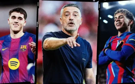 Pau Cubarsí helps drive Barcelona’s Champions League push as academy stars shine