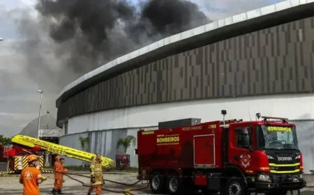 Velodrome Roof Fire Rages at Rio Olympic Park