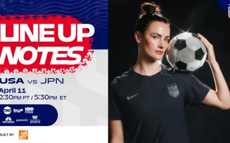 USWNT Faces Japan: Starting Lineup Revealed for April 11 in San Jose
