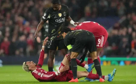 Ekitike injury stops Liverpool’s push against PSG in Anfield setback