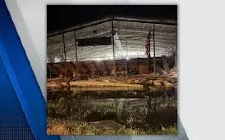 Yost Ice Arena after the overnight storm damage in Ann Arbor