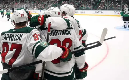Ryan Hartman extends the lead from the doorstep as Wild build playoff edge