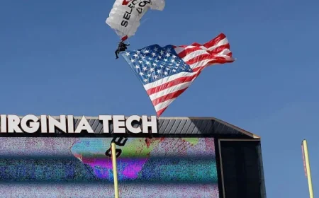 Skydiver Rescued After Virginia Tech Scrimmage Scoreboard Collision