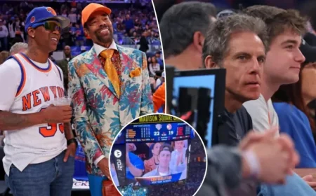 Cam Schlittler, Ben Stiller Attend Star-Studded Knicks-Hawks Game 1
