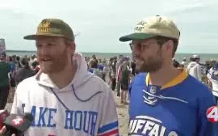 Wyatt Russell Buffalo Sabres Fan: 11:45 a.m. Lake Erie plunge turns a bet into a playoff ritual