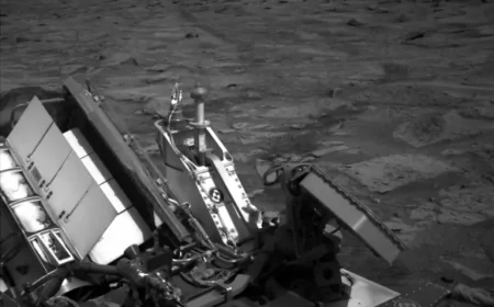 Mars Rover Finds Scales-Like Surface Near Small Crater