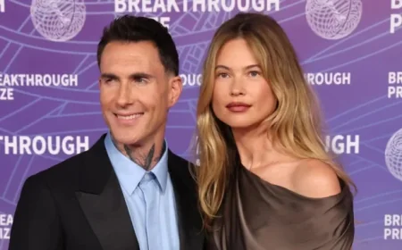 Adam Levine and Behati Prinsloo Shine at Breakthrough Prize Red Carpet Event
