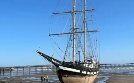 Tall Ship Runs Aground on Ramsey Beach After Strong Winds Snag 1 Vessel