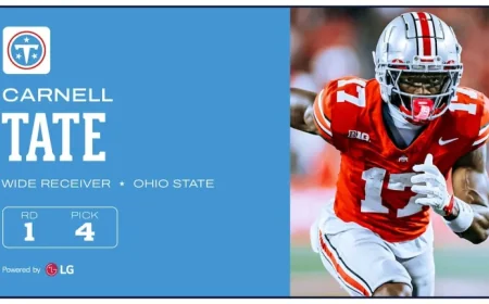 Titans Draft WR Carnell Tate in First Round of NFL Selections