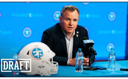 Titans GM Borgonzi Analyzes First-Round Picks WR Tate, Edge Faulk in NFL Draft