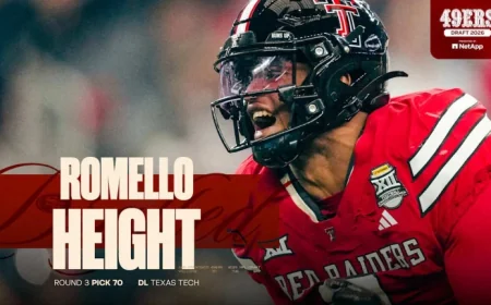 49ers Draft DL Romello Height at No. 70 in 2026 NFL Draft