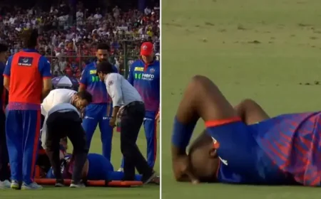 Scary Scenes as Lungi Ngidi Stretchered Off After Head Injury in DC vs PBKS Clash