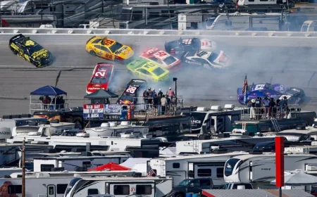 Massive Crash Halts Talladega Cup Race, Wrecking 25 Cars