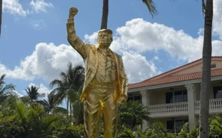 Donald Trump Reveals Lavish Golden Statue Before $20 Million Event