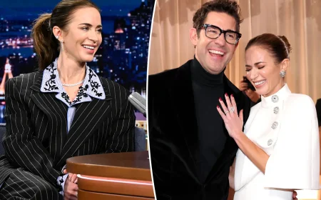 John Krasinski Wears Black Turtleneck as Emily Blunt Snags the Moment