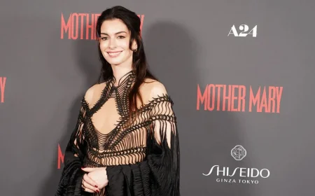 Anne Hathaway Wears Black Iris van Herpen at Picturehouse Central