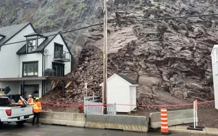 Ville de Lévis surveille un Glissement De Terrain près du 4174, rue Saint-Laurent