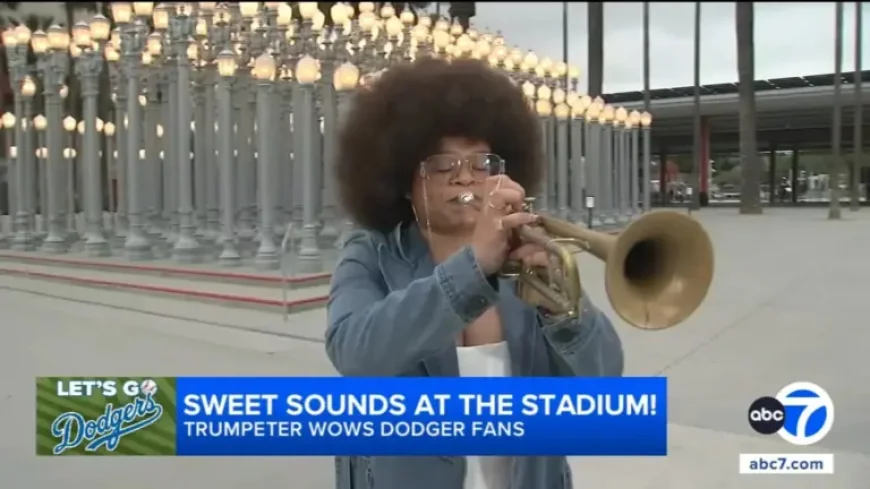 Channel 7 Live: Trumpeter Tatiana Tate’s surprise ‘Narco’ performance amps up fans during Edwin Diaz’s Dodgers debut