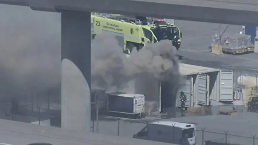 Sfo Fire as crews contain a cargo pallet blaze at SFO
