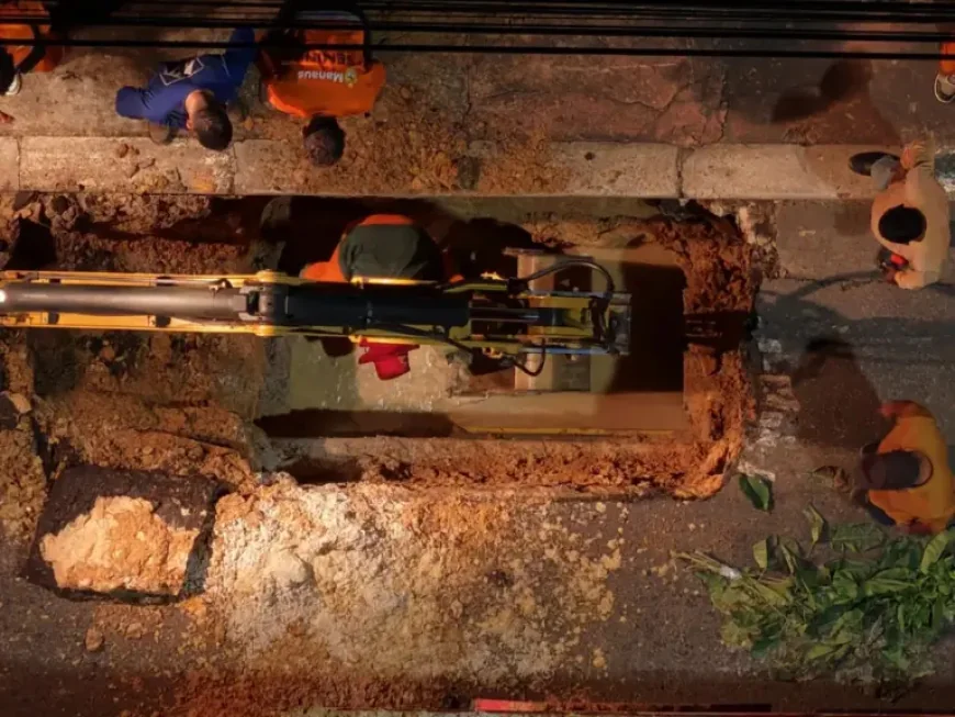 Manaus closes part of Djalma Batista Avenue after broken pipe exposes drainage risk