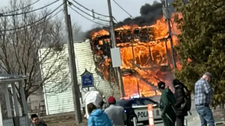 Sainte-marie fire shuts down streets as crews battle blaze on Rue Notre-Dame Sud