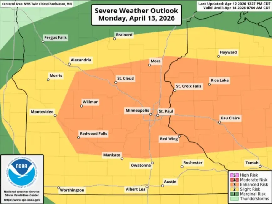 Storm Risk Monday: Enhanced Severe Weather Threat Covers Much of Minnesota
