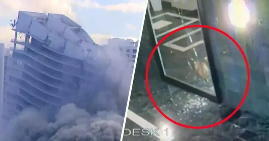 Miami Mandarin Oriental Implosion: Debris Smashes Nearby Condo Lobby in Video