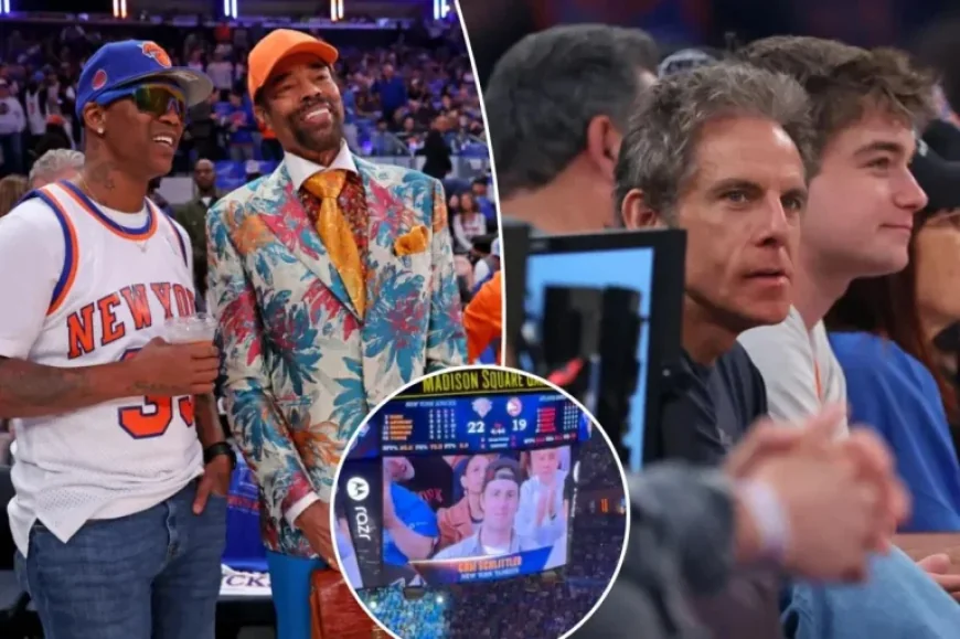 Cam Schlittler, Ben Stiller Attend Star-Studded Knicks-Hawks Game 1