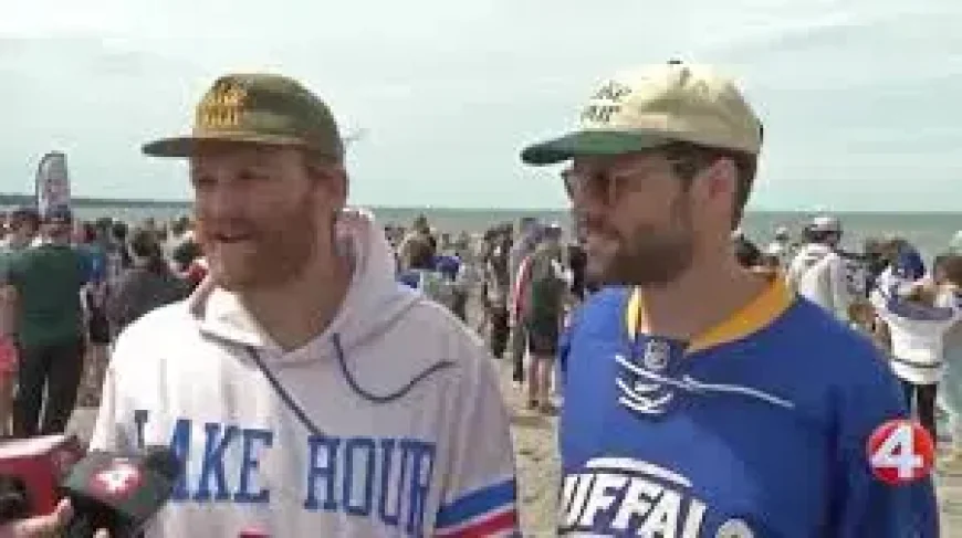 Wyatt Russell Buffalo Sabres Fan: 11:45 a.m. Lake Erie plunge turns a bet into a playoff ritual