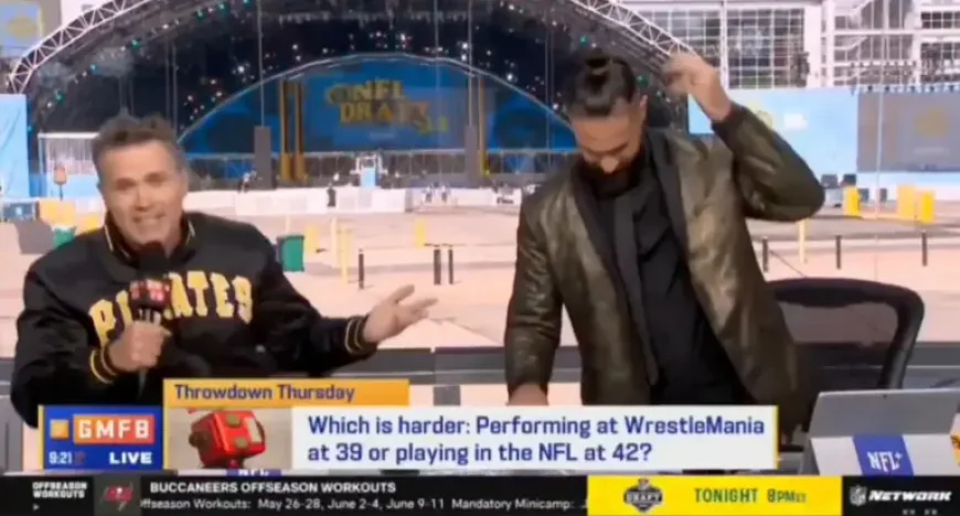 Kyle Brandt and Seth Rollins turn a tense TV moment into a staged shock