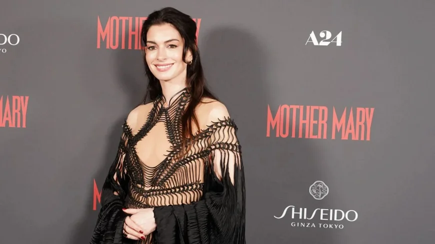 Anne Hathaway Wears Black Iris van Herpen at Picturehouse Central