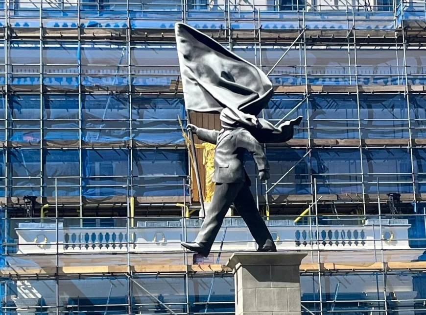 Banksy Statue Appears on Waterloo Place in London
