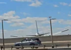 United flight 169 strikes light pole at Newark Airport