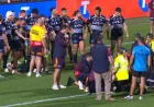 Siosiua Taukeiaho stretchered off after suspected fractured tibia