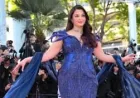 Aishwarya Rai Arrives in Cannes in Metallic Blue Dress