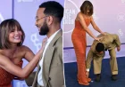 John Legend rescues Chrissy Teigen from May 25 AMAs dress snag