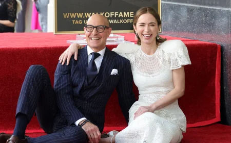 Matt Damon Joins Emily Blunt and Stanley Tucci at Walk of Fame Ceremony