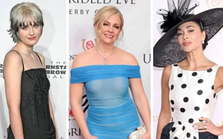 Melissa Joan Hart Wears Powder Blue at Kentucky Derby