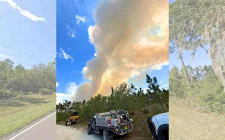Brush fire tops 100 acres in Gainesville Fire response