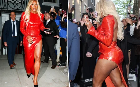 Serena Williams Wears Red LaQuan Smith Gown at Wintour Dinner