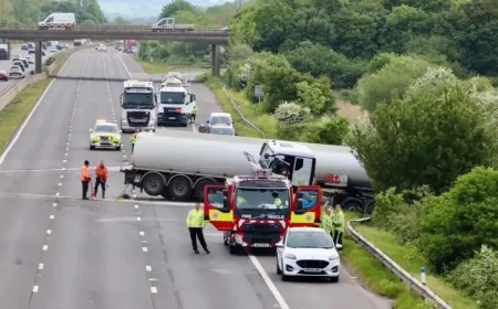 M5 Closed After Tanker Crash Between J22 and J23