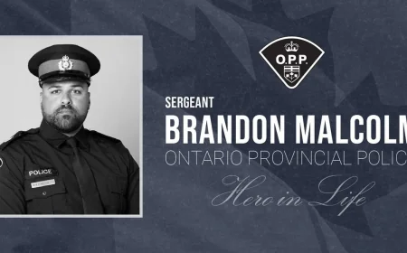 Sgt Brandon Malcolm funeral at Cobourg Community Centre Wednesday